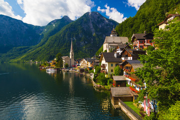 Fototapeta na wymiar Hallstatt town in summer, Alps, Austria