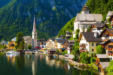 Hallstatt town in summer, Alps, Austria