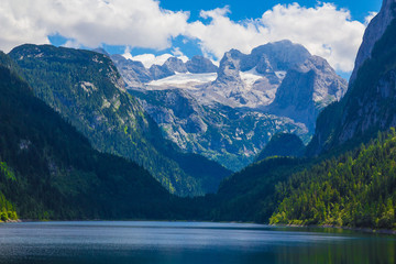 Fototapeta na wymiar Dachstein with Gosausee lake, Alps, Austria