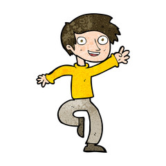 cartoon excited boy dancing