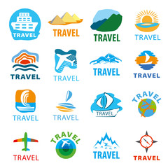 large set of vector logos for travel
