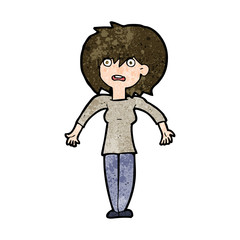 cartoon woman shrugging shoulders