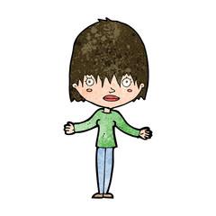 cartoon woman shrugging shoulders