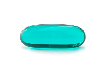 Macro green pill capsule, Isolated