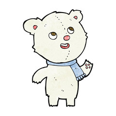 cartoon polar bear wearing scarf