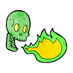 cartoon fire breathing skull