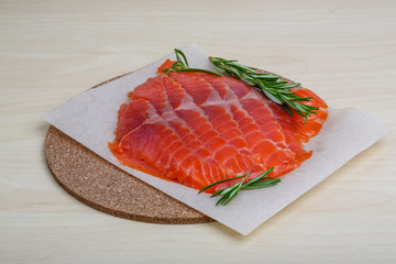Sliced salmon
