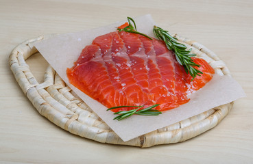 Sliced salmon