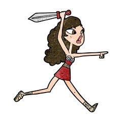 cartoon viking girl with sword