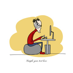 Naklejka premium Programmer at work, sketch for your design