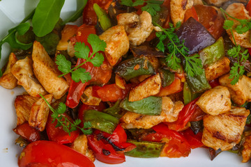 Stir fried chicken with vegetables