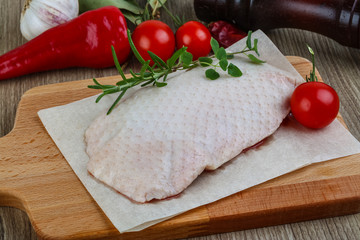 Raw duck breast