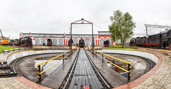 old black steam locomotive in Russia