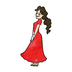 cartoon pretty woman in dress