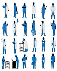 Doctors in uniform silhouettes