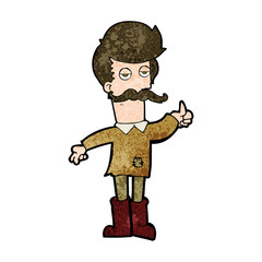 cartoon old man in poor clothes