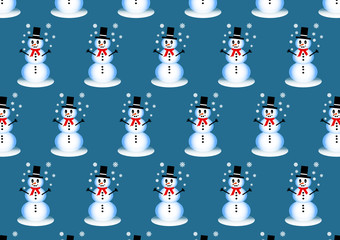 Seamless snowman winter pattern