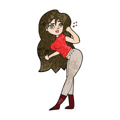 cartoon woman raising fist