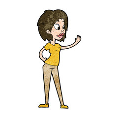 cartoon woman waving