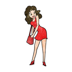 cartoon woman looking in handbag