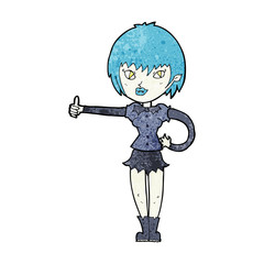 cartoon vampire girl giving thumbs up sign