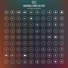 set of universal icons for the internet and mobile media devices