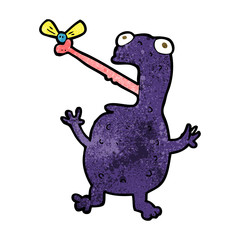 cartoon poisonous frog catching fly