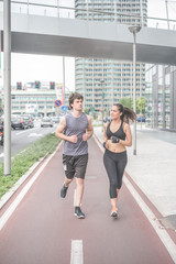 Obraz premium young handsome sportive man and woman