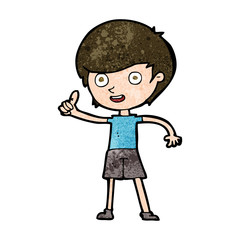 cartoon boy giving thumbs up symbol