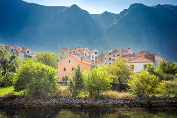 Fototapeta na wymiar landscape of small mountain toun Risan, Montenegro