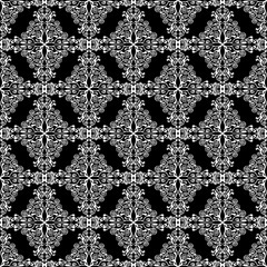 Black and white floral seamless pattern