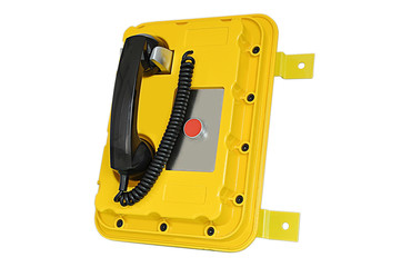 Yellow rugged telephone for outdoor emergency call and sos service