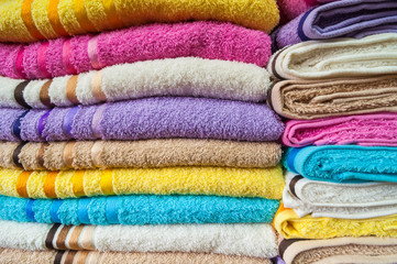 Colorful Bath Towels Stack Background