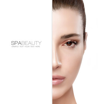 Beauty and Skincare concept. Half Face Portrait