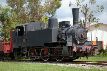 Fototapeta na wymiar Old locomotive of the 40s