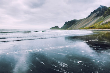 Beautiful coast of the Atlantic ocean in Iceland