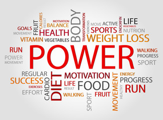 Power words concept, Health,Sport, Medical and Fitness concept