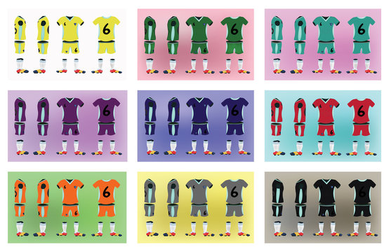 Football Soccer Team Sportswear Uniform. Digital background vector illustration. Stylish design for t-shirts, shorts and boots.