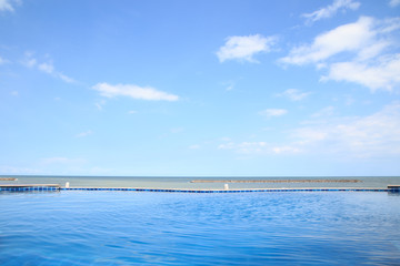 swimming pool near the sea.