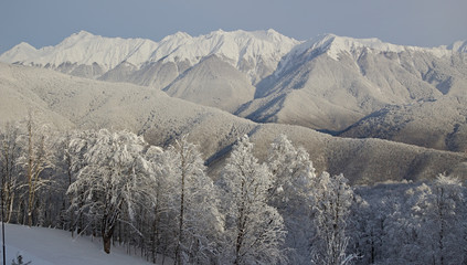 Зимний горнолыжный курорт Эстон-Садок (Сочи, Россия).