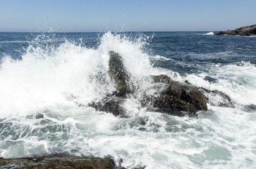 Water crushes in the rocks