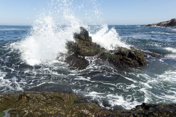 Water crushes in the rocks