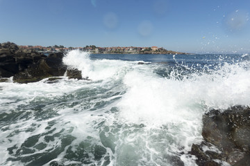 Water crushes in the rocks