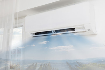 Air conditioner blowing cold air.
