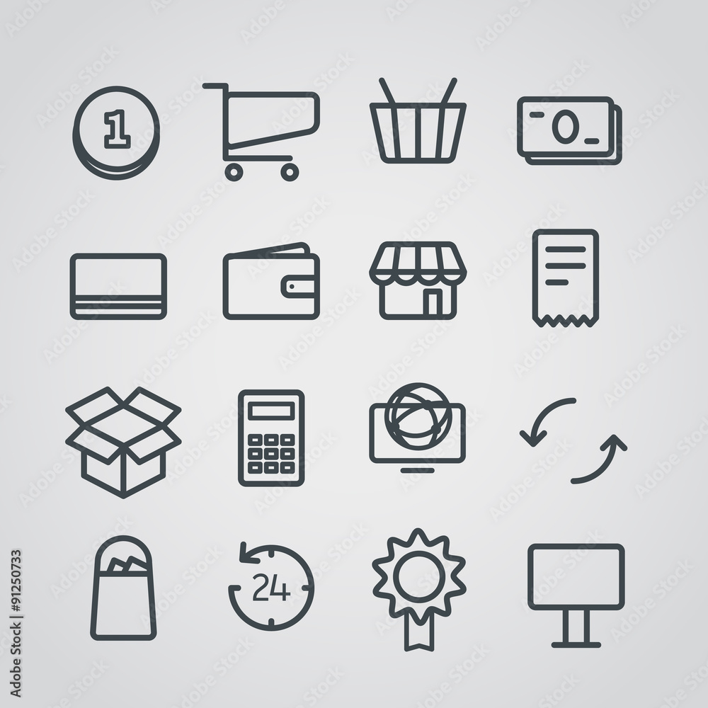 Poster different slyle of shopping icons vector collection