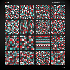 Big set of 16 corporate patterns with geometric elements. EPS10