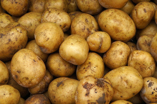 Potatoes at vegetable market.