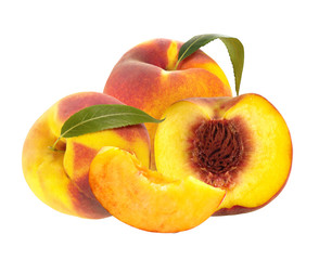 Fresh peaches isolated on white