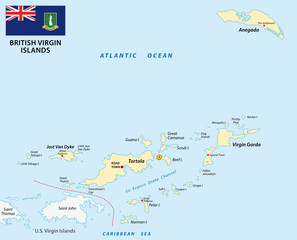 british virgin islands map with flag