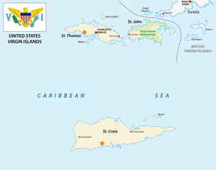british virgin islands map with flag